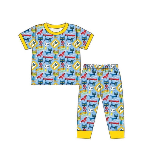 Baby Boys Cats Shirt Top Pants Pajamas Clothes Sets Preorder