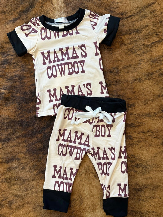 Baby Boys Western Mama's Cowboy Shirt Pants Pajamas Clothes Sets Preorder