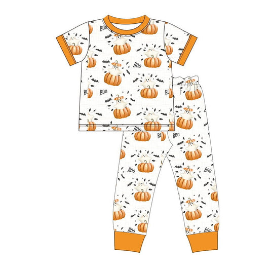 Baby Boys Halloween Pumpkin Tee Shirts Top Pants Pajamas Clothes Sets Preorder