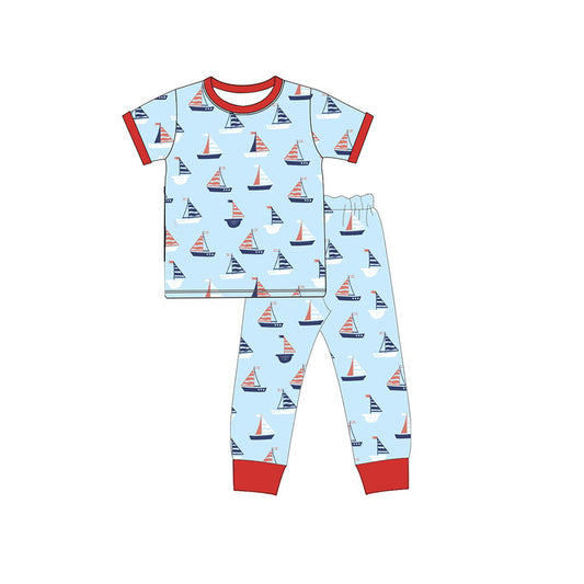 Baby Boys Sailboat Shirt Top Pants Pajamas Clothes Sets Preorder