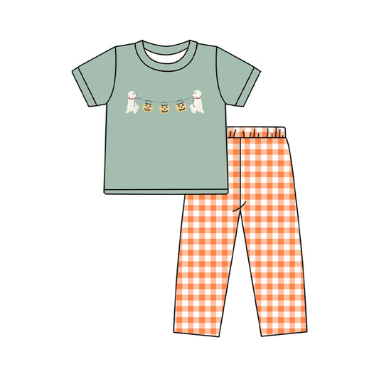 Baby Boys Halloween Dogs Pumpkin Tops Pants Clothes Sets Preorder
