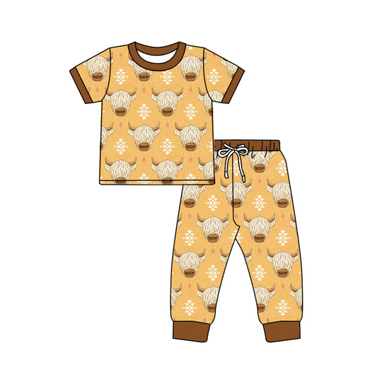 Baby Boys Western Highland Cows Tops Pants Pajamas Clothes Sets Preorder