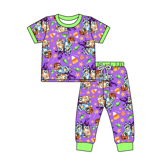 Baby Boys Dogs Halloween Purple Tops Pants Pajamas Clothes Sets Preorder