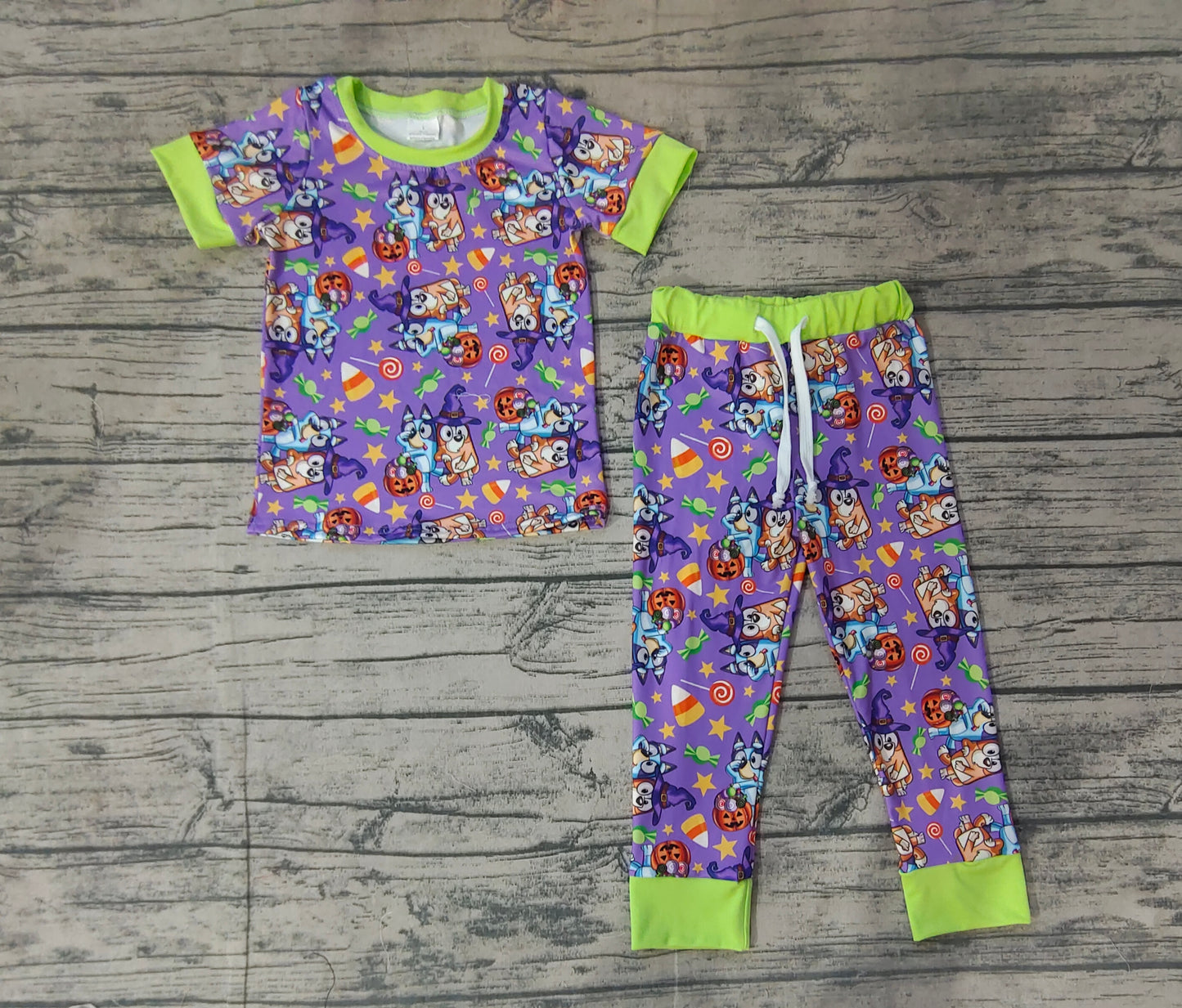 Baby Boys Dogs Halloween Purple Tops Pants Pajamas Clothes Sets