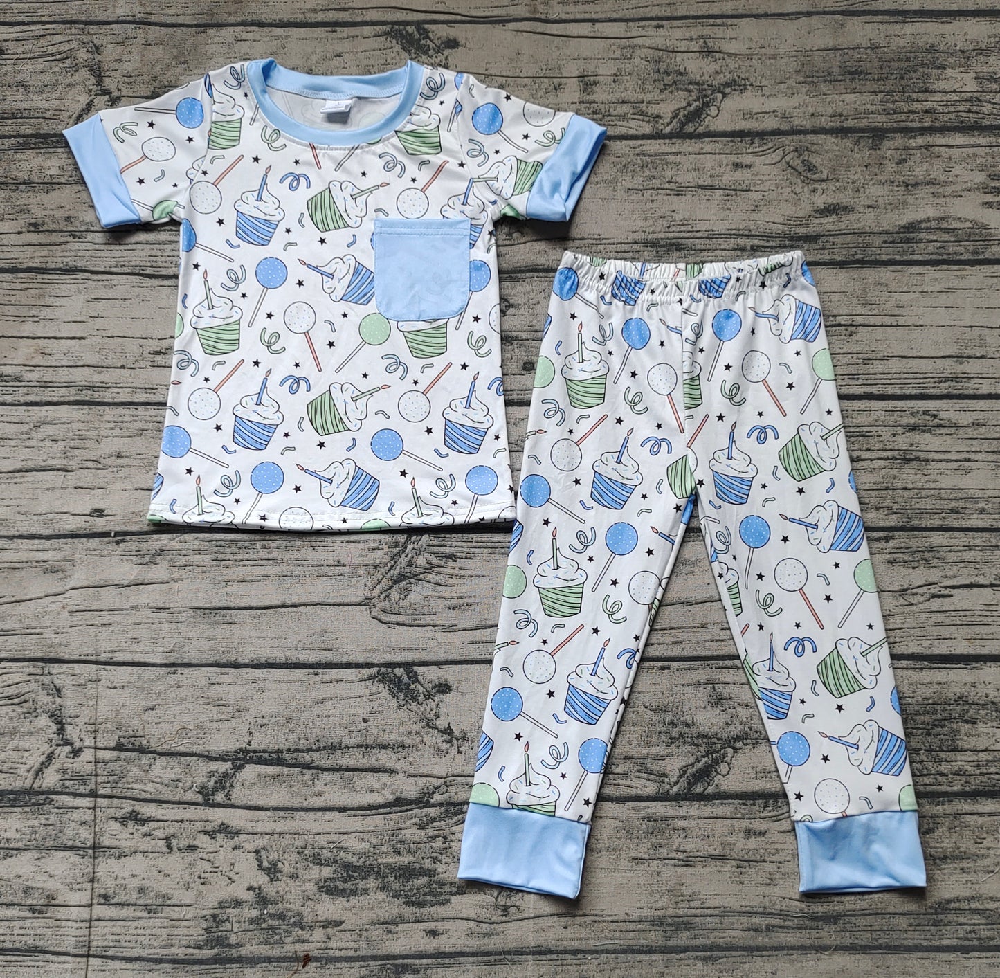 Baby Boys Cup Cake Pockets Tops Pants Pajamas Clothes Sets