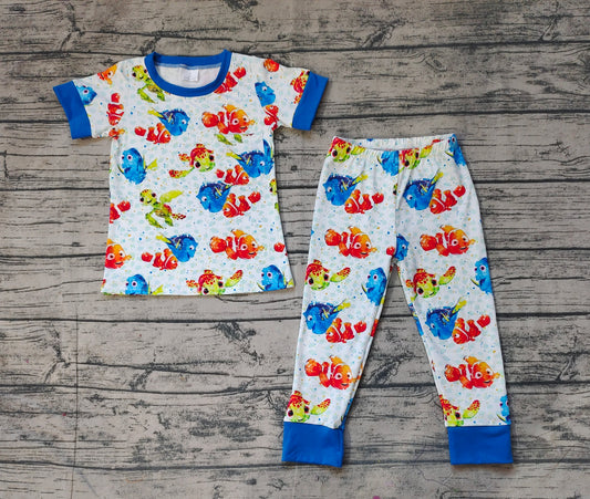 Baby Boys Fish Turtle Tops Pants Pajamas Clothes Sets