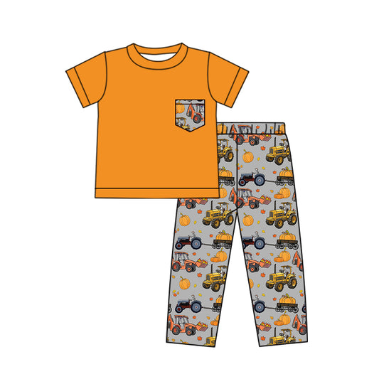 Baby Boys Pumpkin Digger Pocket Tops Pants Outfits Clothes Sets Preorder