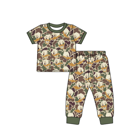 Baby Boys Green Camo Ducks Top Pants Pajamas Clothes Sets Preorder