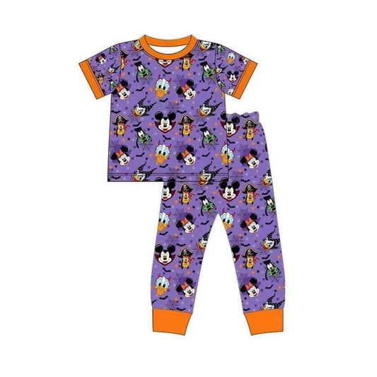 Baby Boys Halloween Cartoon Purple Top Pants Pajamas Clothes Sets Preorder