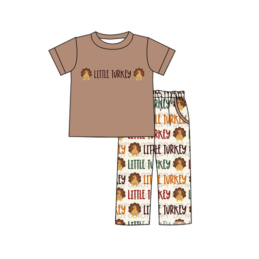 Baby Boys Thanksgiving Little Turkey Shirt Pants Clothes Sets Preorder