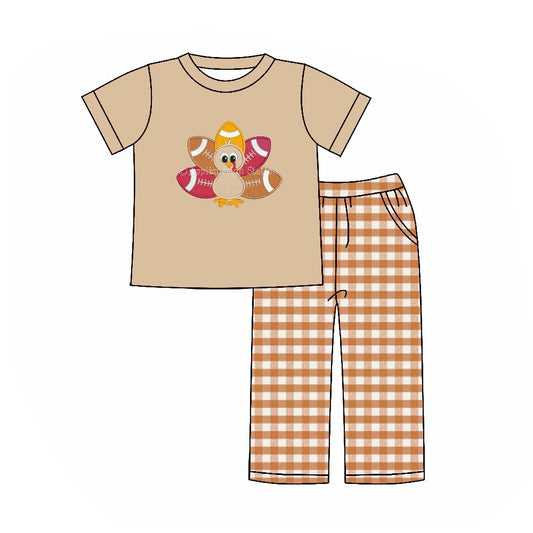 Baby Boys Thanksgiving Turkey Short Sleeve Tee Top Pants Clothes Sets Preorder