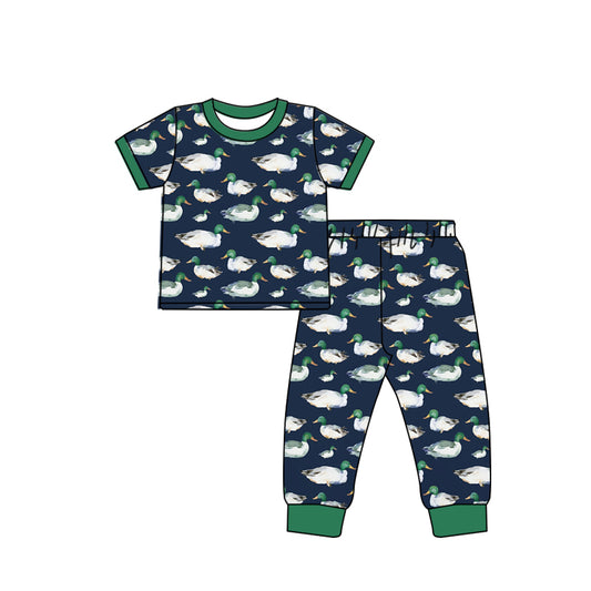 Baby Boys Green Ducks Shirt Pants Pajamas Clothes Sets Preorder