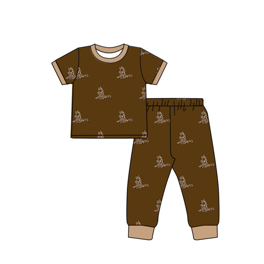 Baby Boys Brown Camo Duck Shirt Pants Pajamas Clothes Sets Preorder