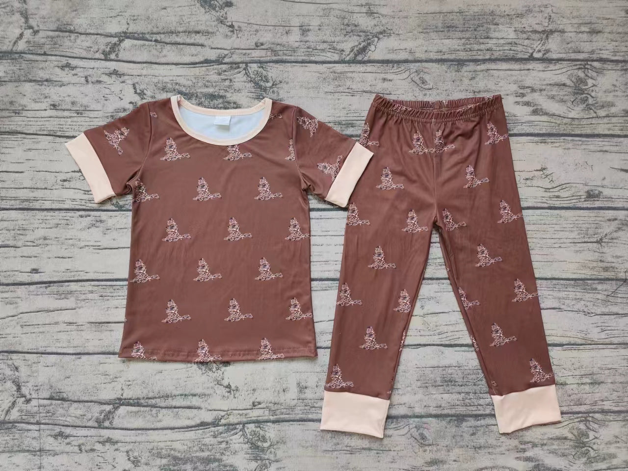 Baby Boys Brown Camo Duck Shirt Pants Pajamas Clothes Sets