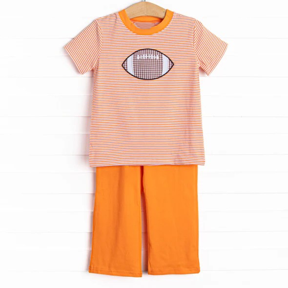 Baby Boys Orange Stripes Football Top Pants Clothes Sets Preorder