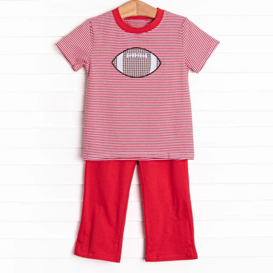 Baby Boys Red Stripes Football Top Pants Clothes Sets Preorder