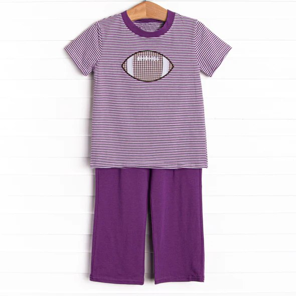 Baby Boys Purple Stripes Football Top Pants Clothes Sets Preorder