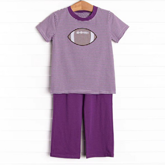 Baby Boys Purple Stripes Football Top Pants Clothes Sets Preorder