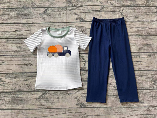 Baby Boys Pumpkins Truck Pumpkin Top Pants Clothes Sets Preorder