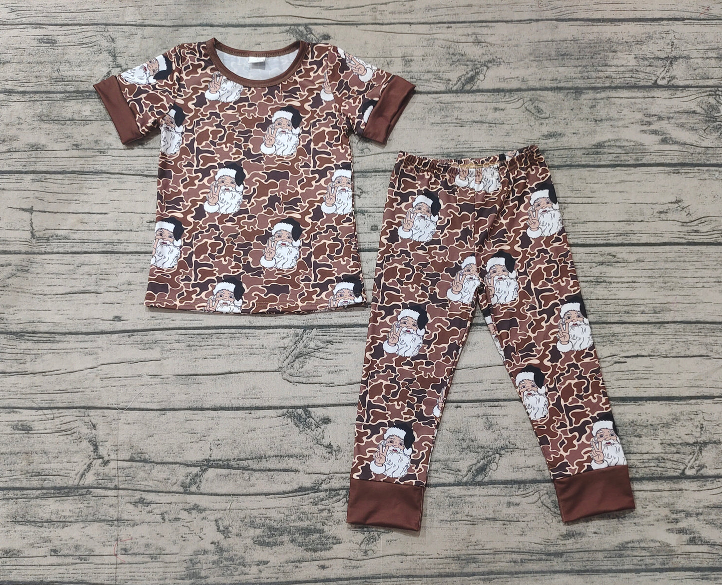 Baby Boys Christmas Camo Santa Bamboo Pajamas Clothes Sets