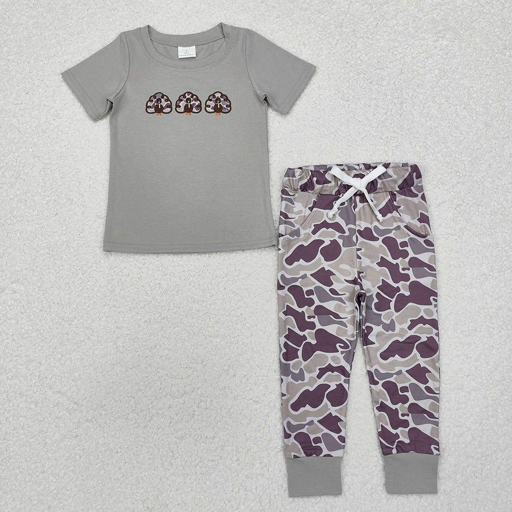 Baby Boys Thanksgiving Turkey Top Camo Pants Clothes Sets