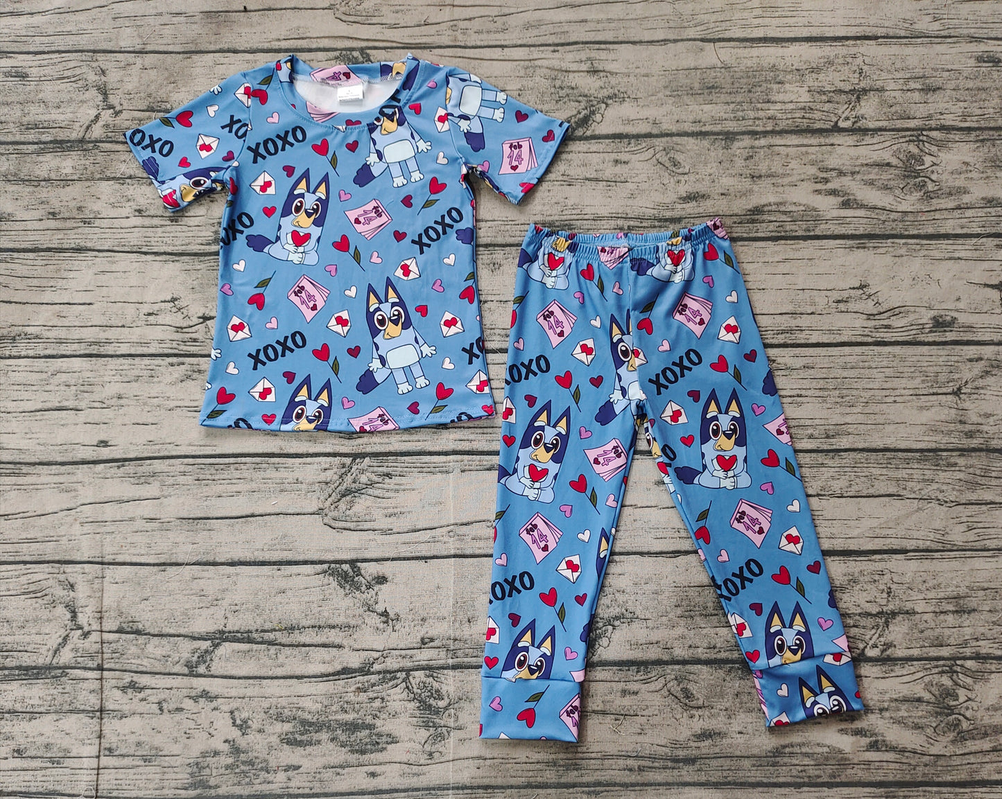 Baby Boys Valentines Hearts Dogs Top Pants Pajamas Clothes Sets