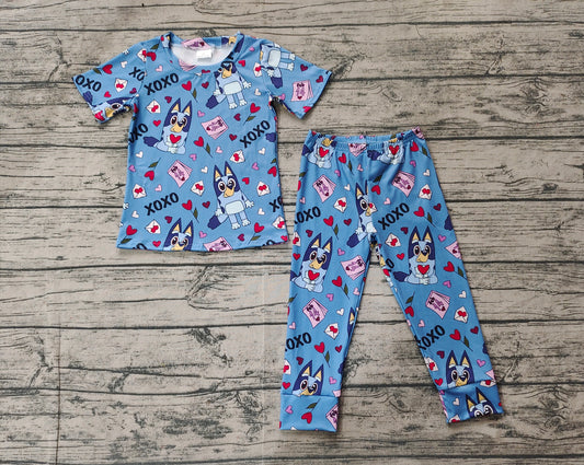 Baby Boys Valentines Hearts Dogs Top Pants Pajamas Clothes Sets