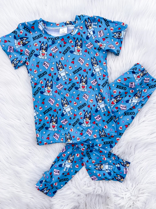 Baby Boys Valentines Hearts Dogs Top Pants Pajamas Clothes Sets Preorder