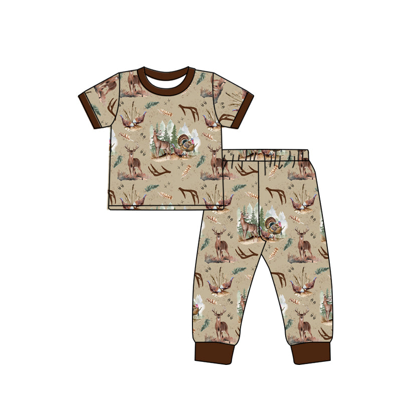 Baby Boys Deer Turkey Hunting Top Pants Pajamas Clothes Sets Preorder