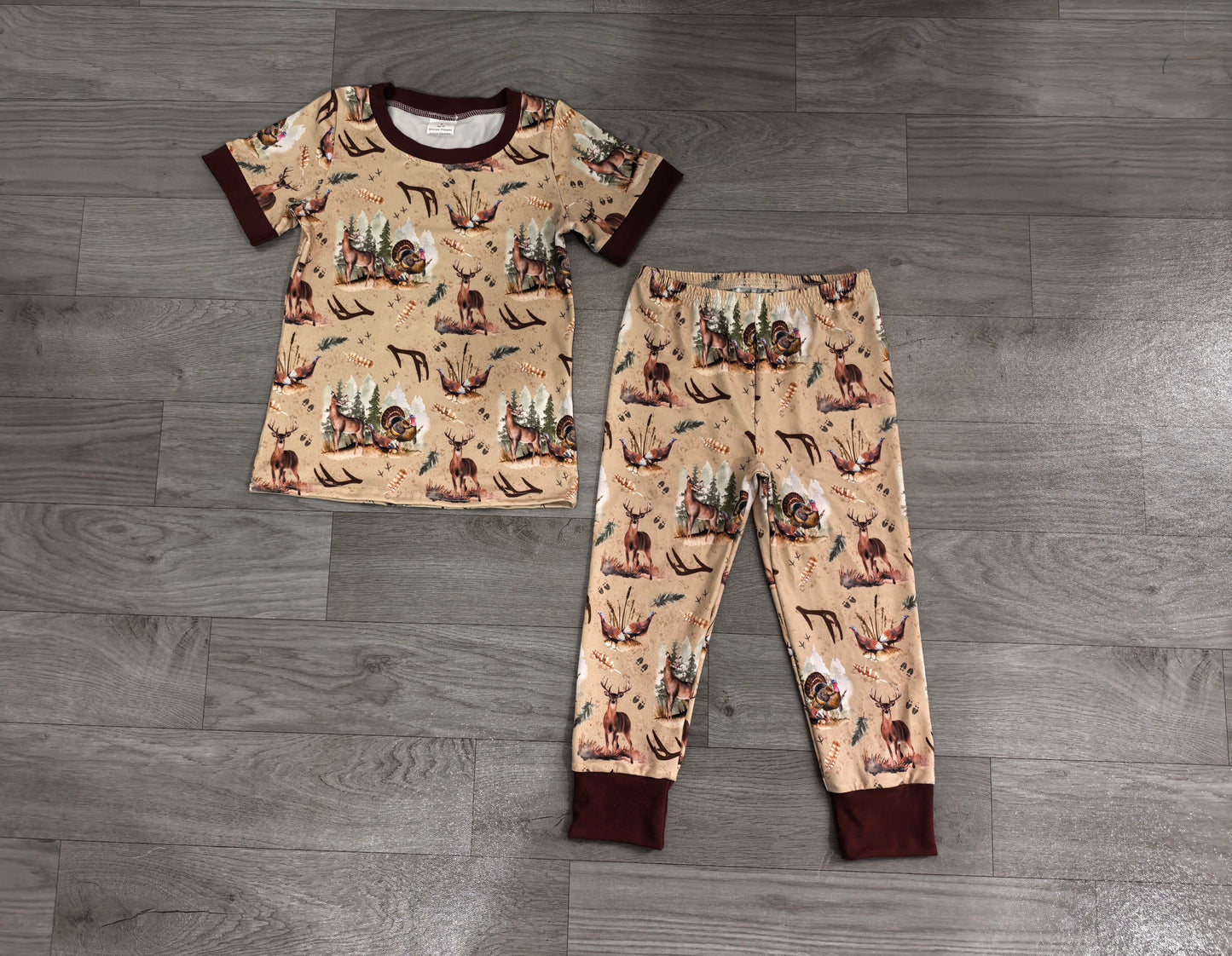 Baby Boys Deer Turkey Hunting Top Pants Pajamas Clothes Sets Preorder
