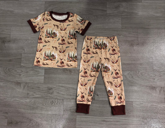 Baby Boys Deer Turkey Hunting Top Pants Pajamas Clothes Sets Preorder