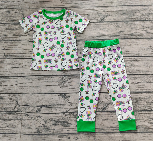 Baby Boys Green Mardi Gras Top Pants Pajamas Clothes Sets Preorder