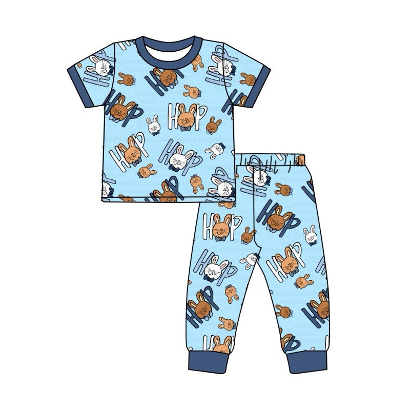 Baby Boys Easter Rabbit Blue Top Pants Pajamas Clothes Sets Preorder