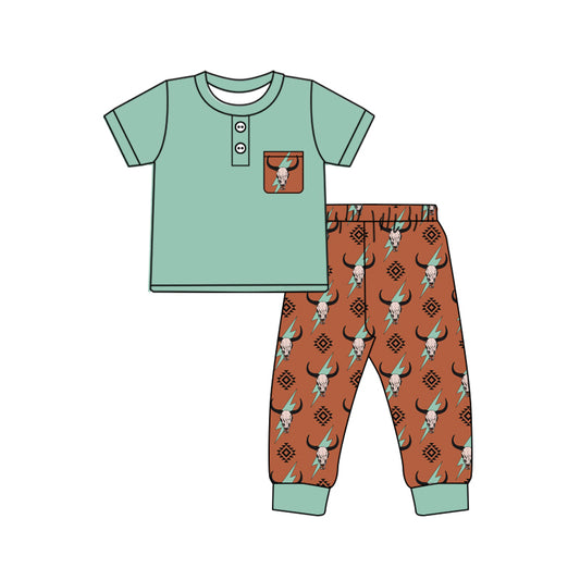 Baby Boys Western Cows Tee Shirts Pants Outfits Clothes Sets Preorder