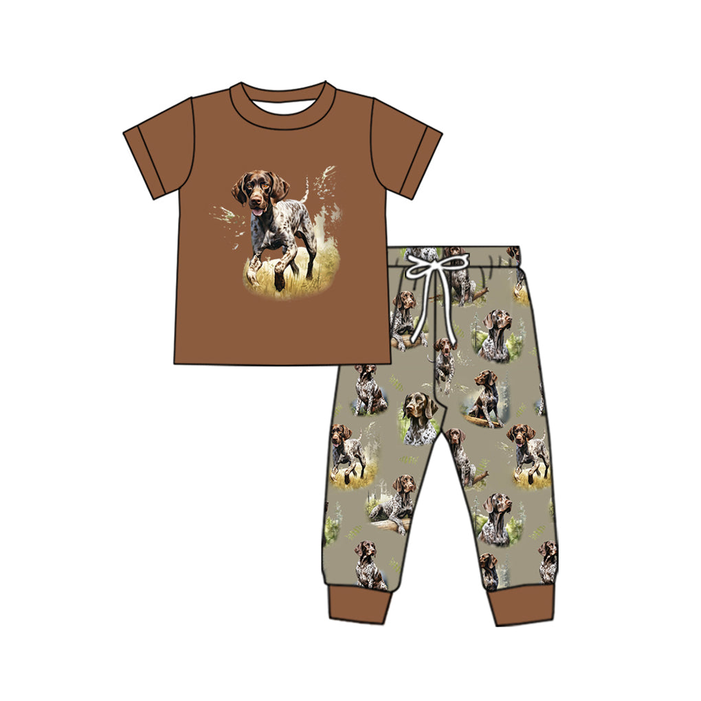 Baby Boys Dog Hunting Field Shirts Pants Outfits Clothes Sets Preorder