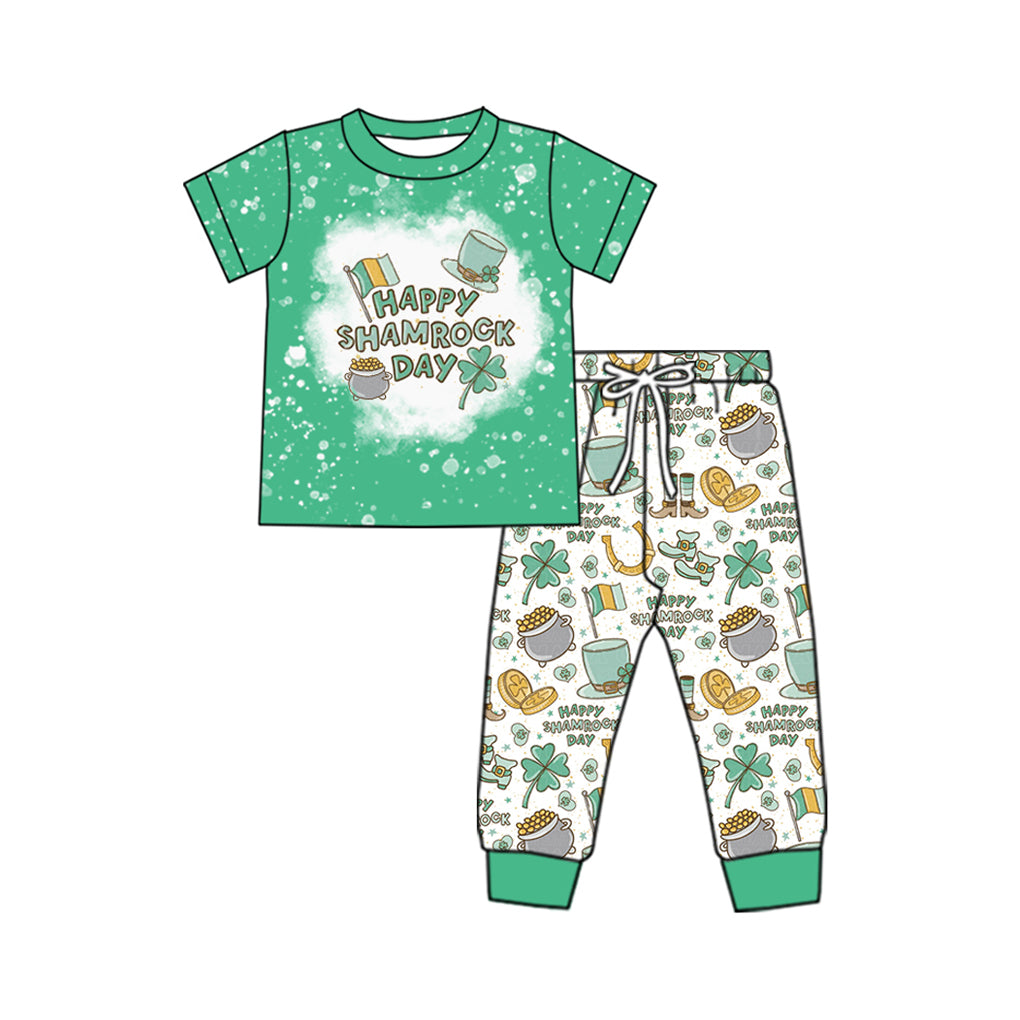 Baby Boys St Patrick Happy Shamrock Day Shirt Pants Clothes Sets Preorder