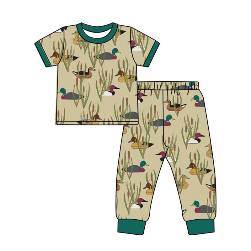 Baby Boys Mallard Ducks Green Shirt Pants Pajamas Clothes Sets Preorder