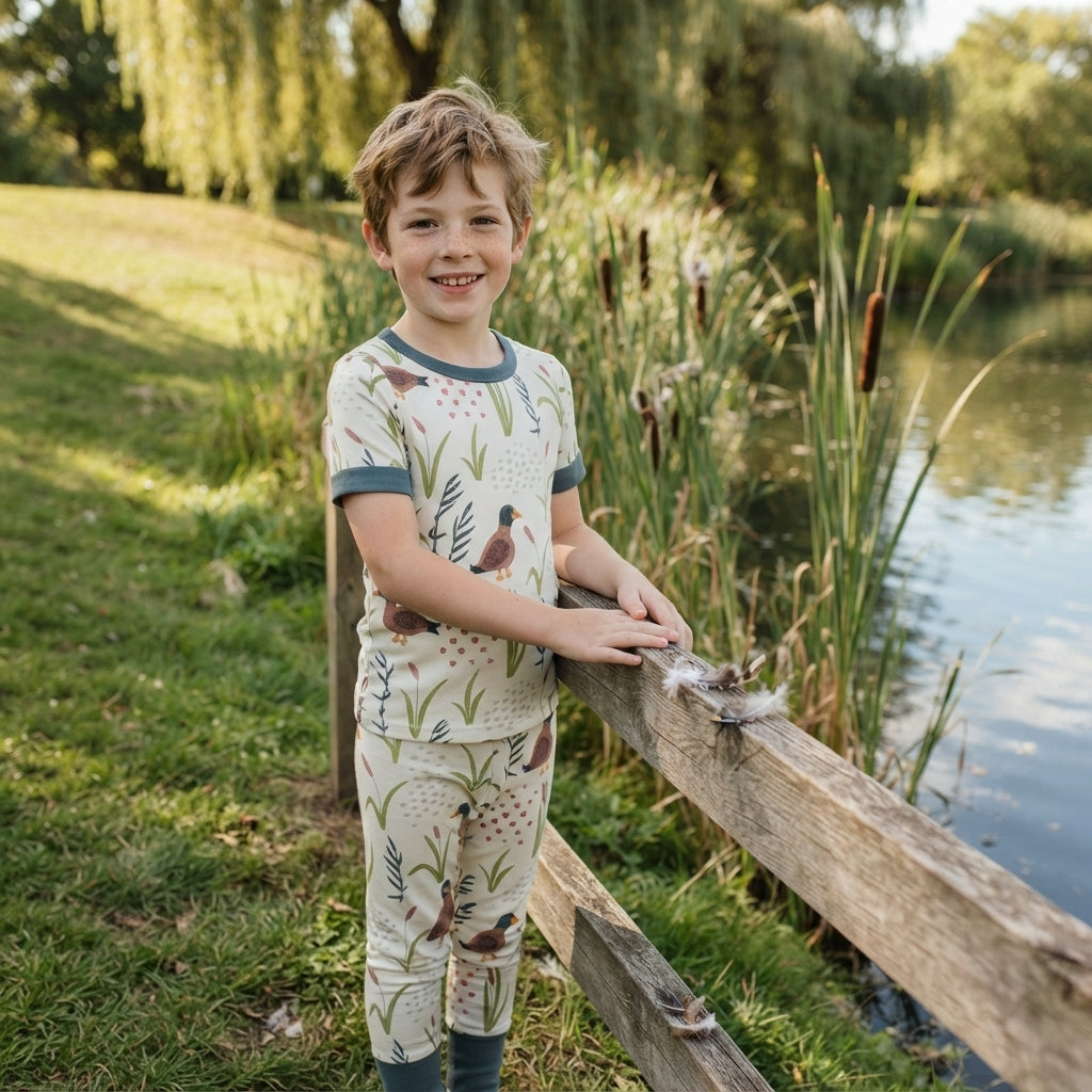 Baby Boys Mallard Ducks Green Shirt Top Pants Hunting Pajamas Sets