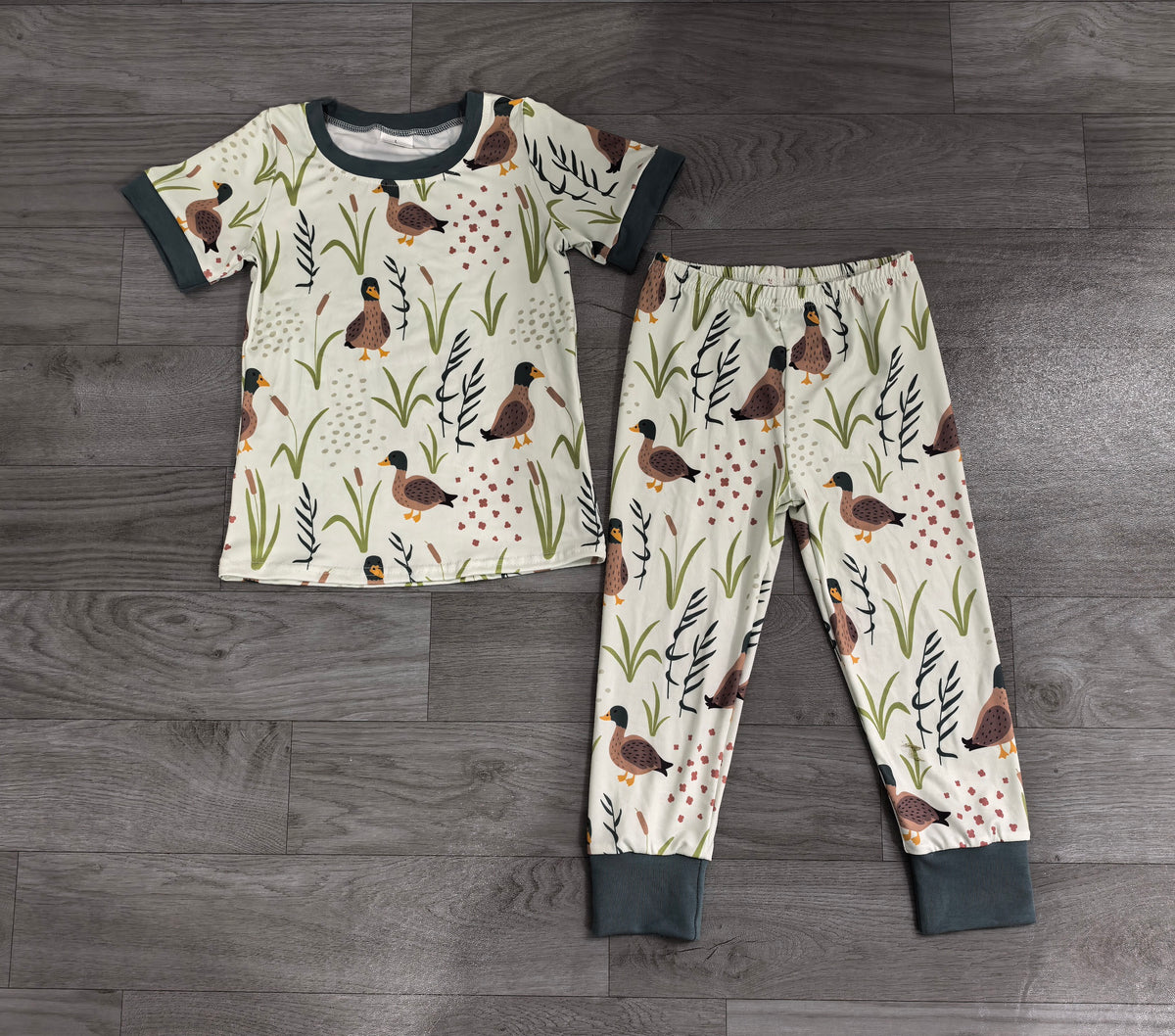 Baby Boys Mallard Ducks Green Shirt Top Pants Hunting Pajamas Sets