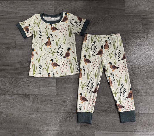 Baby Boys Mallard Ducks Green Shirt Pants Pajamas Clothes Sets Preorder