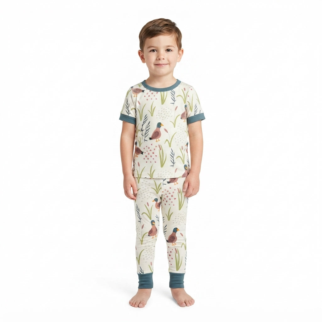 Baby Boys Mallard Ducks Green Shirt Top Pants Hunting Pajamas Sets