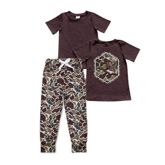 Baby Boys Brown Camo Duck Top Pocket Pants Clothes Sets Preorder