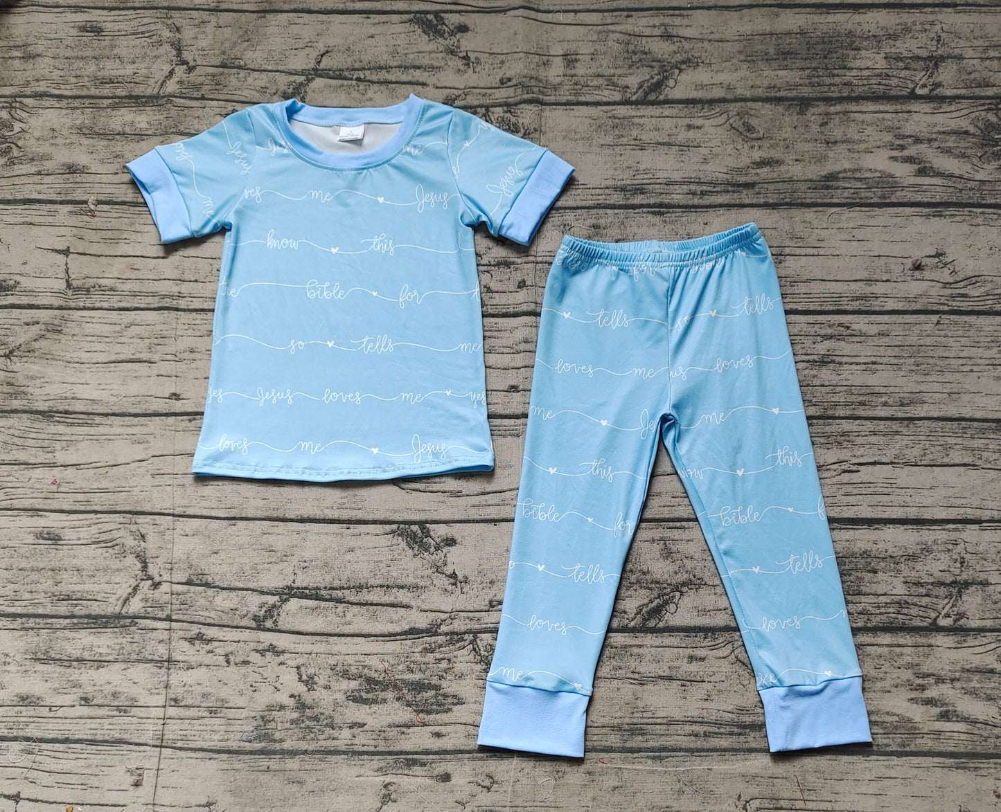 Baby Boys Green Jesus Love Shirt Pants Pajamas