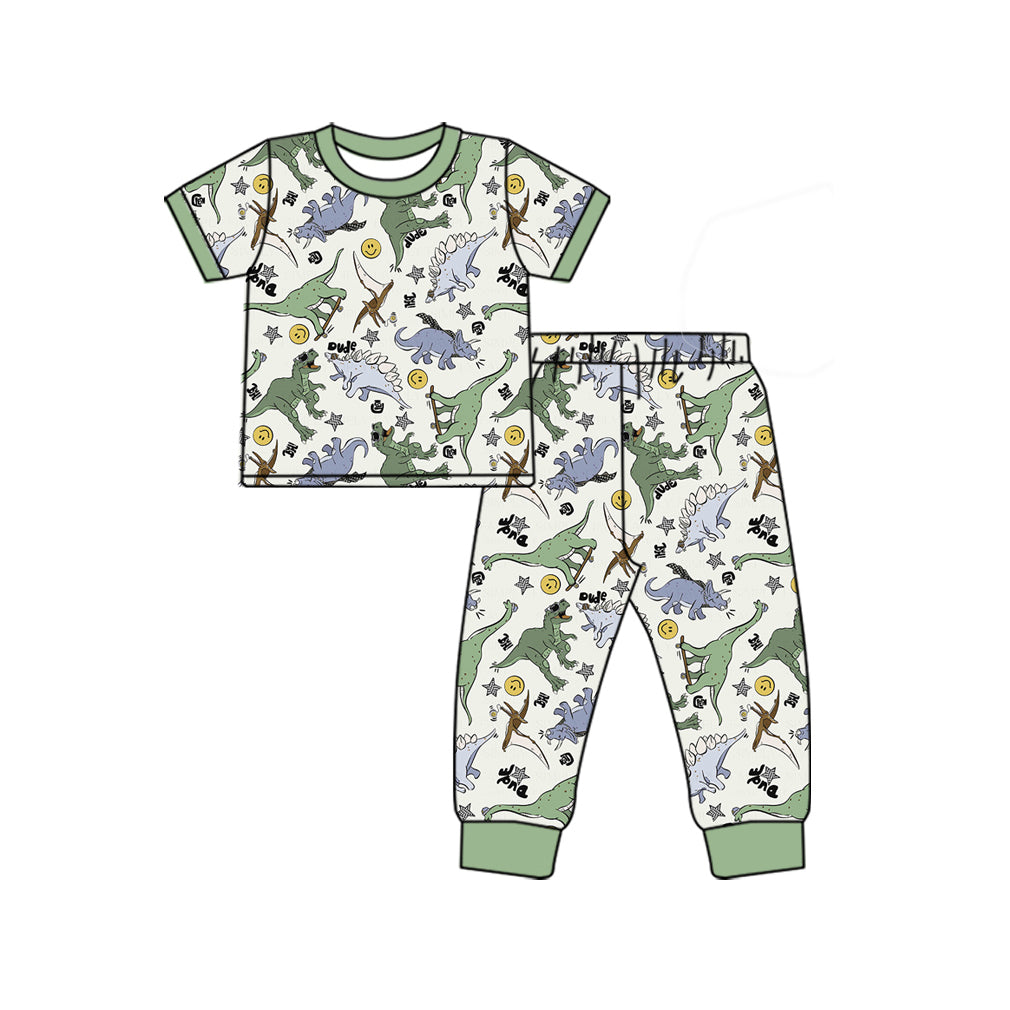 Baby Boys Green Dinosaurs Shirts Pants Pajamas Clothes Sets Preorder