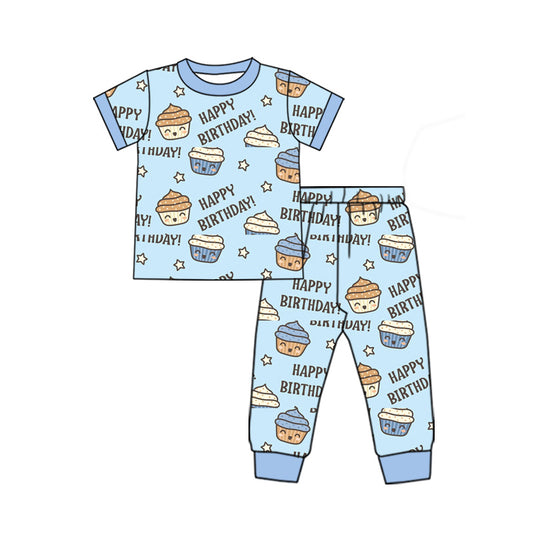 Baby Boys Happy Birthday Cakes Top Pants Pajamas Clothes Sets Preorder
