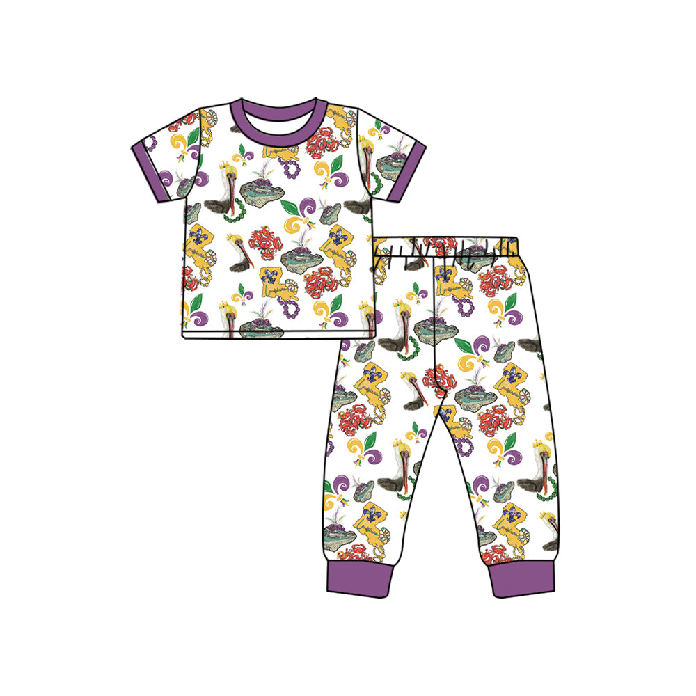 Baby Boys Mardi Gras Bird Shirt Pants Pajamas Clothes Sets Preorder