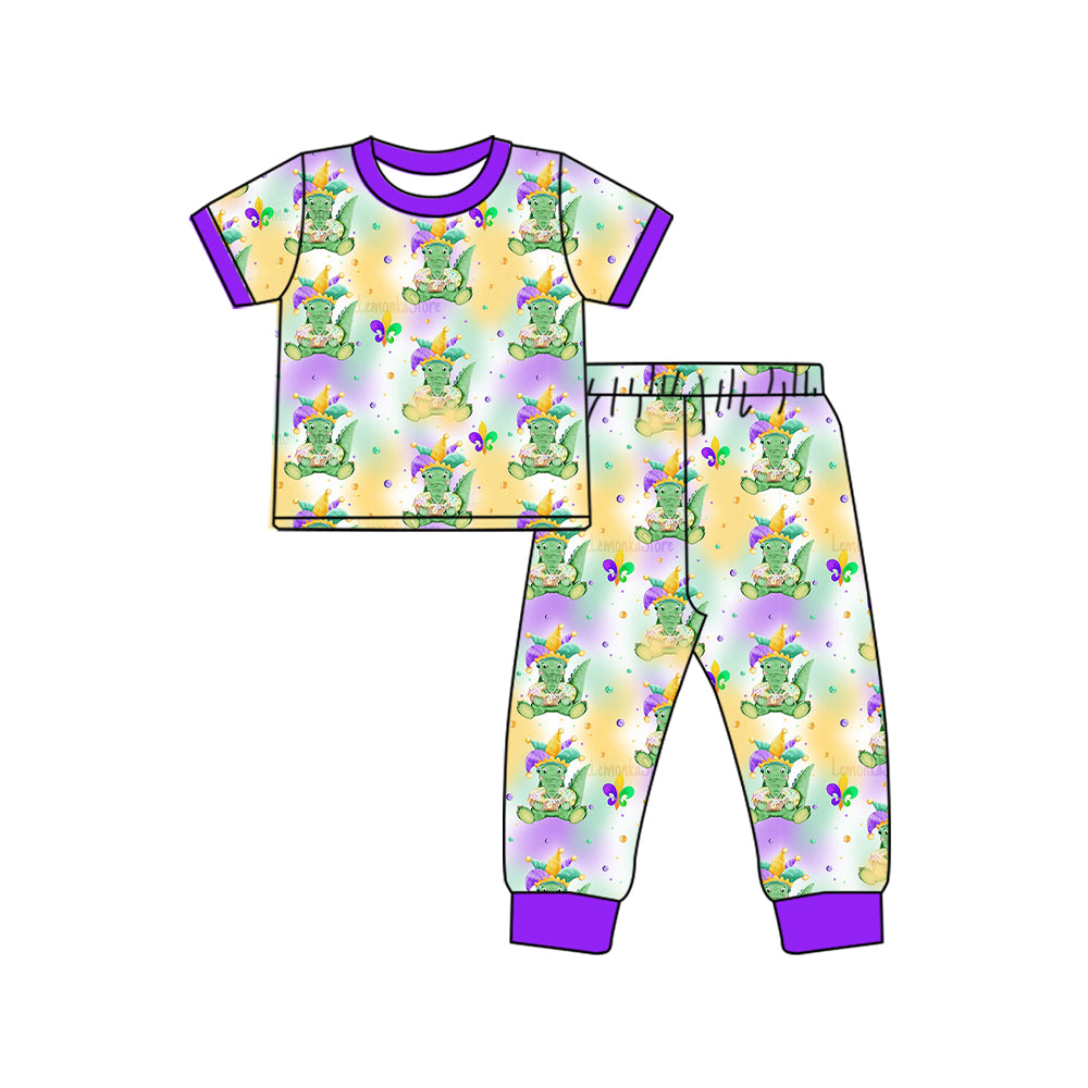 Baby Boys Mardi Gras Crocodile Shirt Pants Pajamas Clothes Sets Preorder