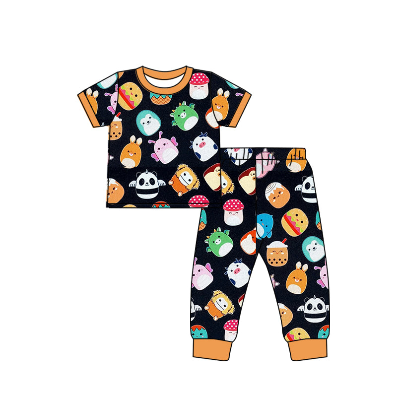 Baby Boys Cartoon Black Shirt Tops Pants Pajamas Clothes Sets preorder