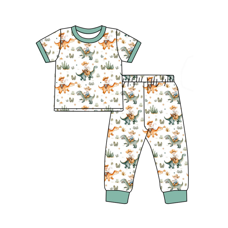 Baby Boys Short Sleeves Dinosaurs Top Pants Pajamas Set Preorder