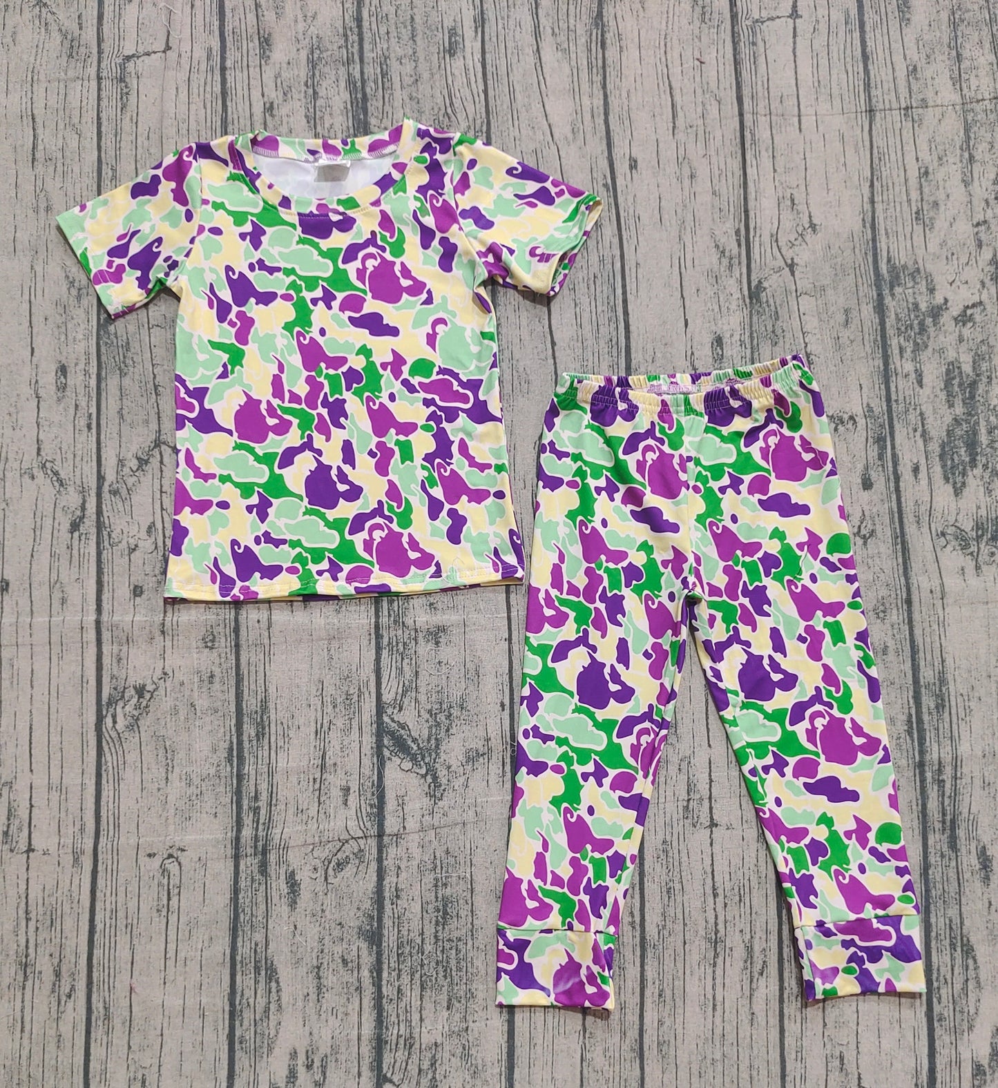 Baby Boys Mardigras Camo Short Sleeve Pant Pajamas Sets